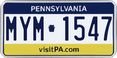 PA license plate MYM1547