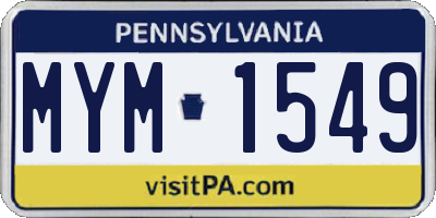 PA license plate MYM1549