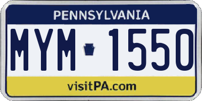 PA license plate MYM1550