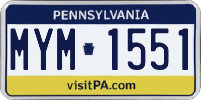 PA license plate MYM1551