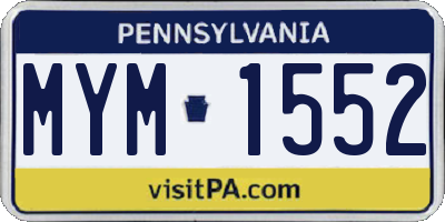 PA license plate MYM1552