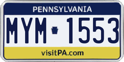 PA license plate MYM1553