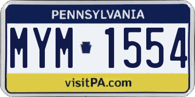 PA license plate MYM1554
