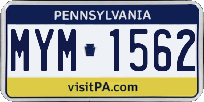 PA license plate MYM1562