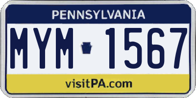PA license plate MYM1567