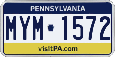 PA license plate MYM1572