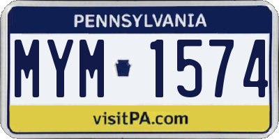 PA license plate MYM1574