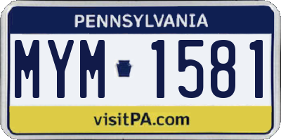 PA license plate MYM1581