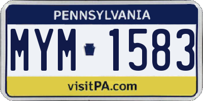 PA license plate MYM1583