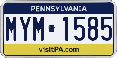 PA license plate MYM1585