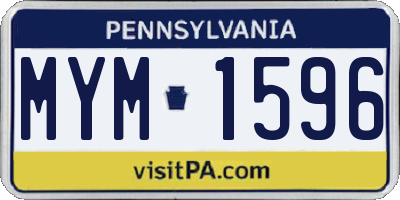 PA license plate MYM1596