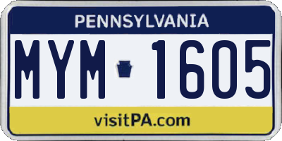 PA license plate MYM1605