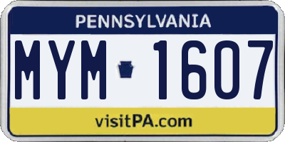PA license plate MYM1607