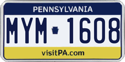 PA license plate MYM1608