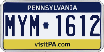 PA license plate MYM1612