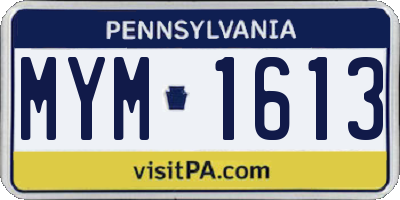 PA license plate MYM1613