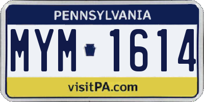 PA license plate MYM1614