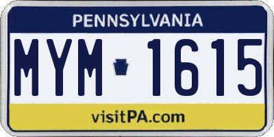 PA license plate MYM1615