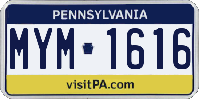 PA license plate MYM1616