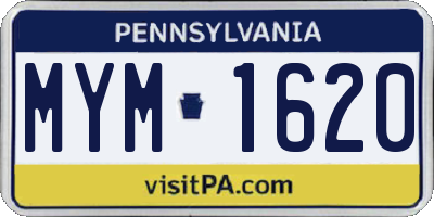 PA license plate MYM1620