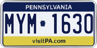 PA license plate MYM1630