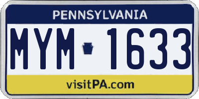 PA license plate MYM1633