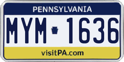 PA license plate MYM1636
