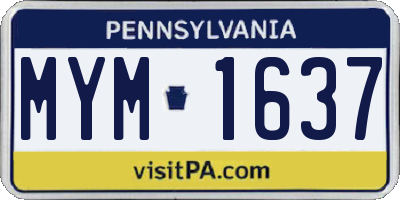 PA license plate MYM1637