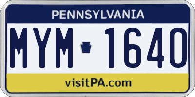 PA license plate MYM1640