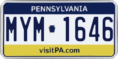 PA license plate MYM1646
