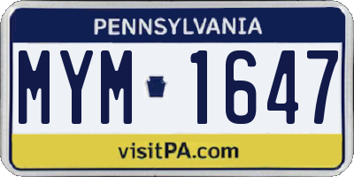 PA license plate MYM1647