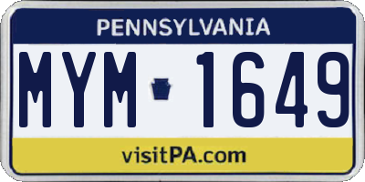 PA license plate MYM1649