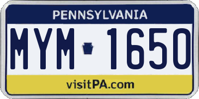 PA license plate MYM1650
