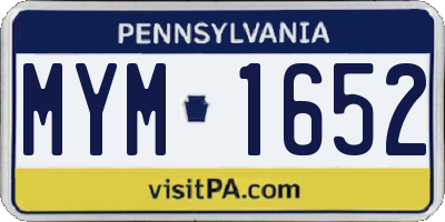 PA license plate MYM1652
