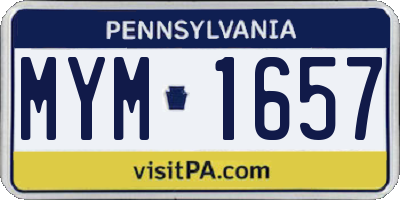 PA license plate MYM1657