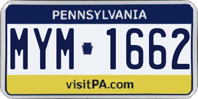 PA license plate MYM1662