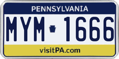 PA license plate MYM1666