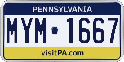 PA license plate MYM1667