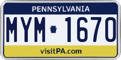 PA license plate MYM1670