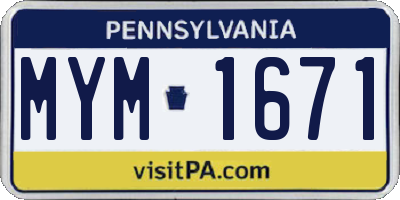 PA license plate MYM1671