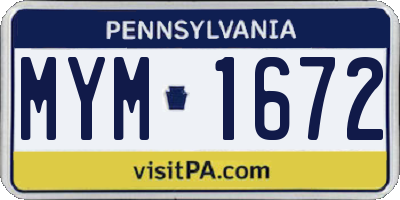 PA license plate MYM1672