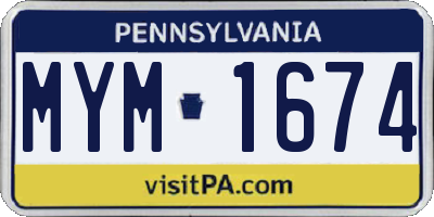 PA license plate MYM1674