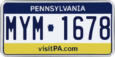 PA license plate MYM1678