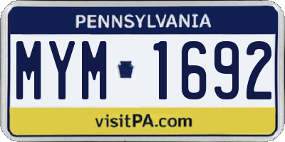 PA license plate MYM1692