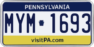 PA license plate MYM1693