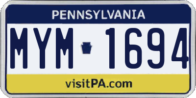 PA license plate MYM1694