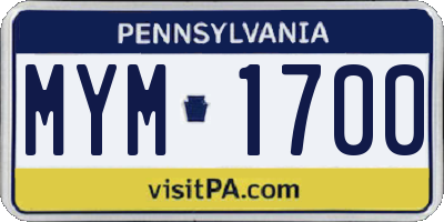 PA license plate MYM1700