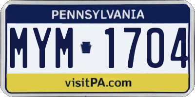 PA license plate MYM1704