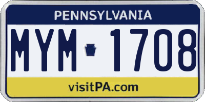 PA license plate MYM1708