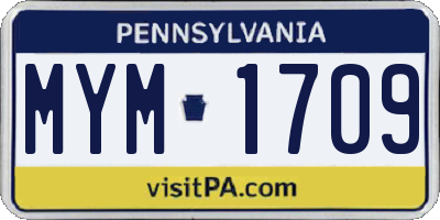 PA license plate MYM1709